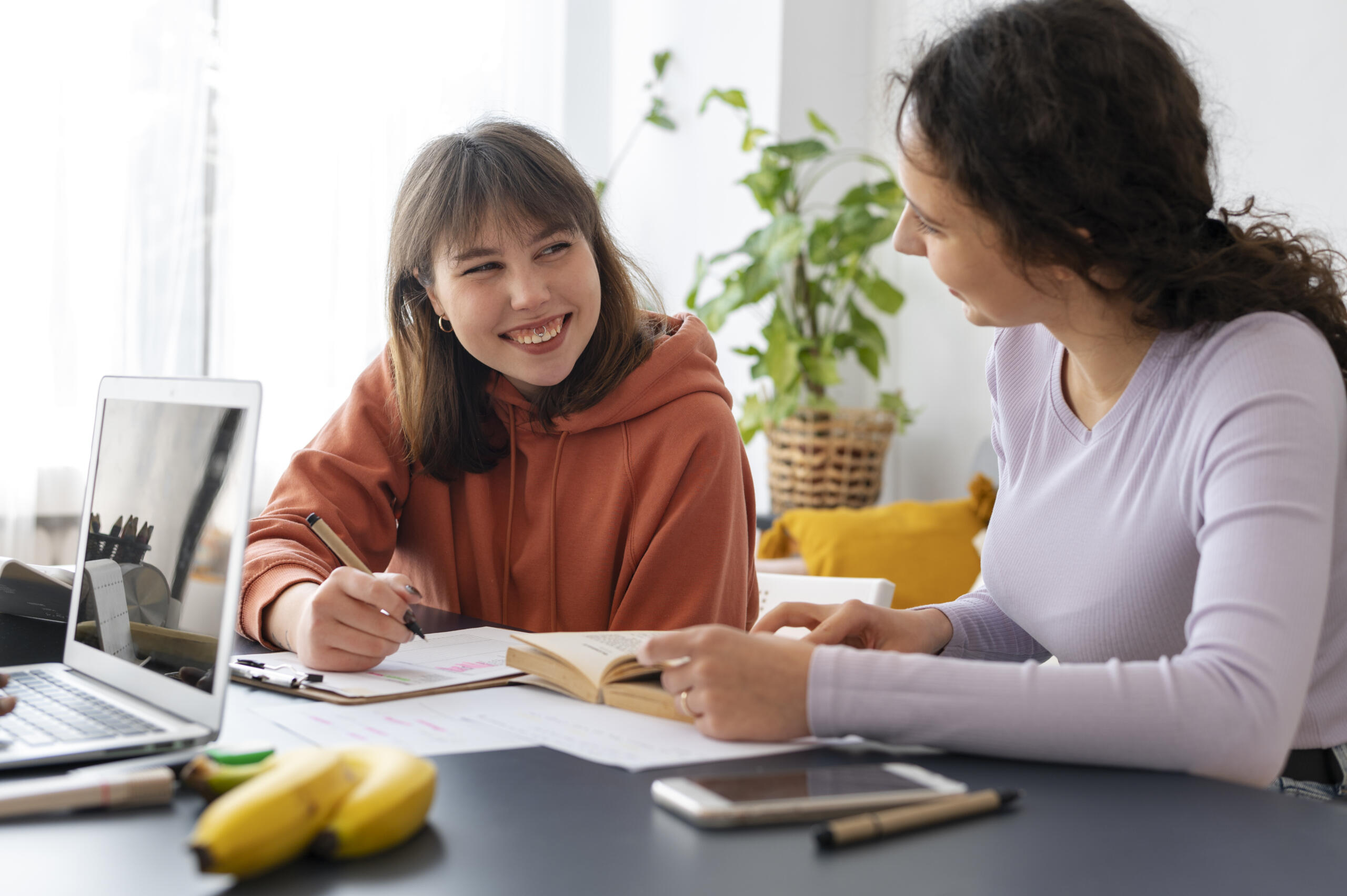chica estudiando junto a su profesora particular