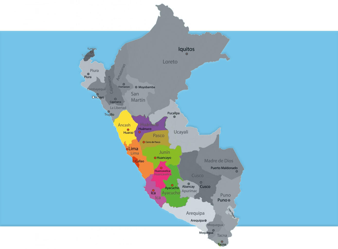mapa del peru con la region centro resaltado
