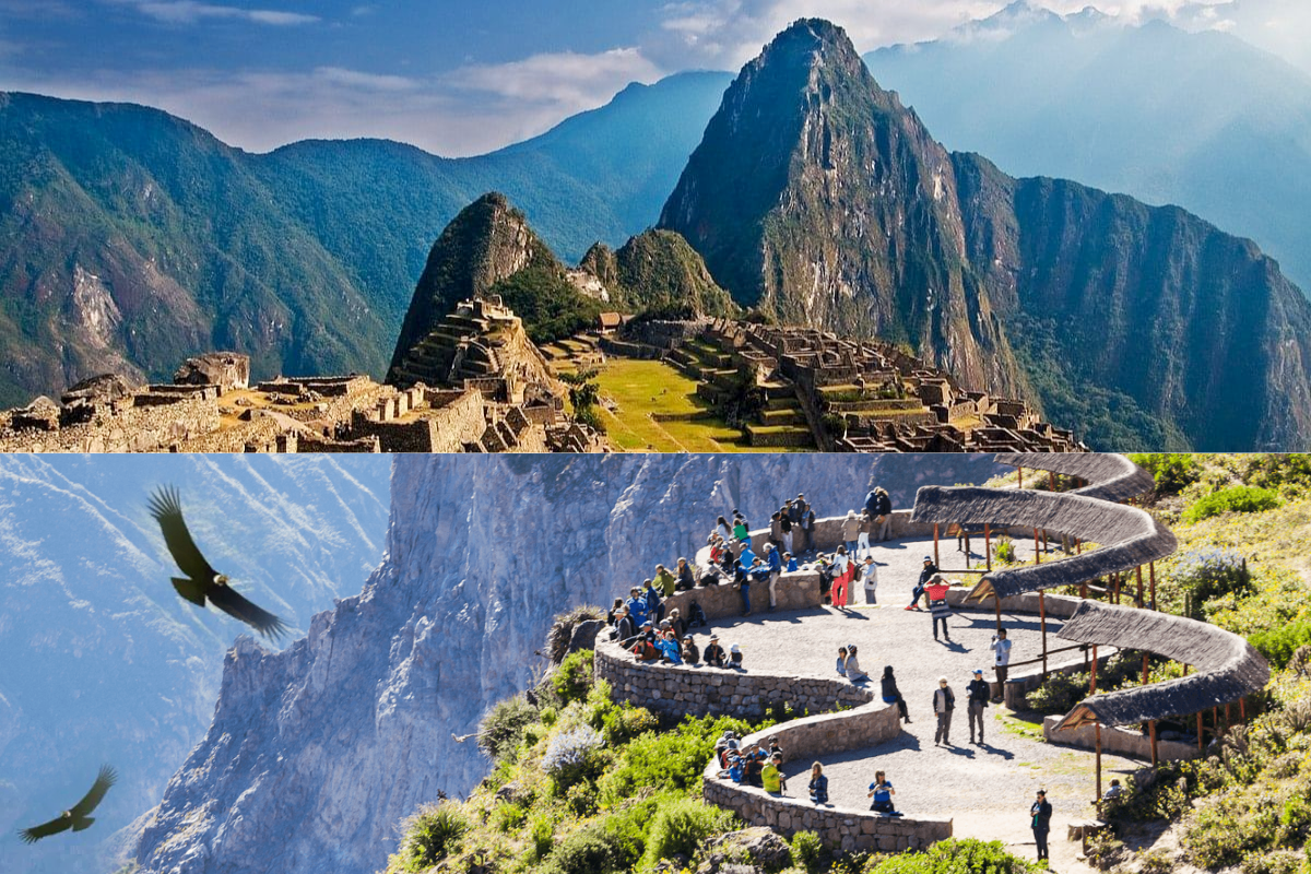 foto de machu picchu y cañon del colca divididas una sobre otra