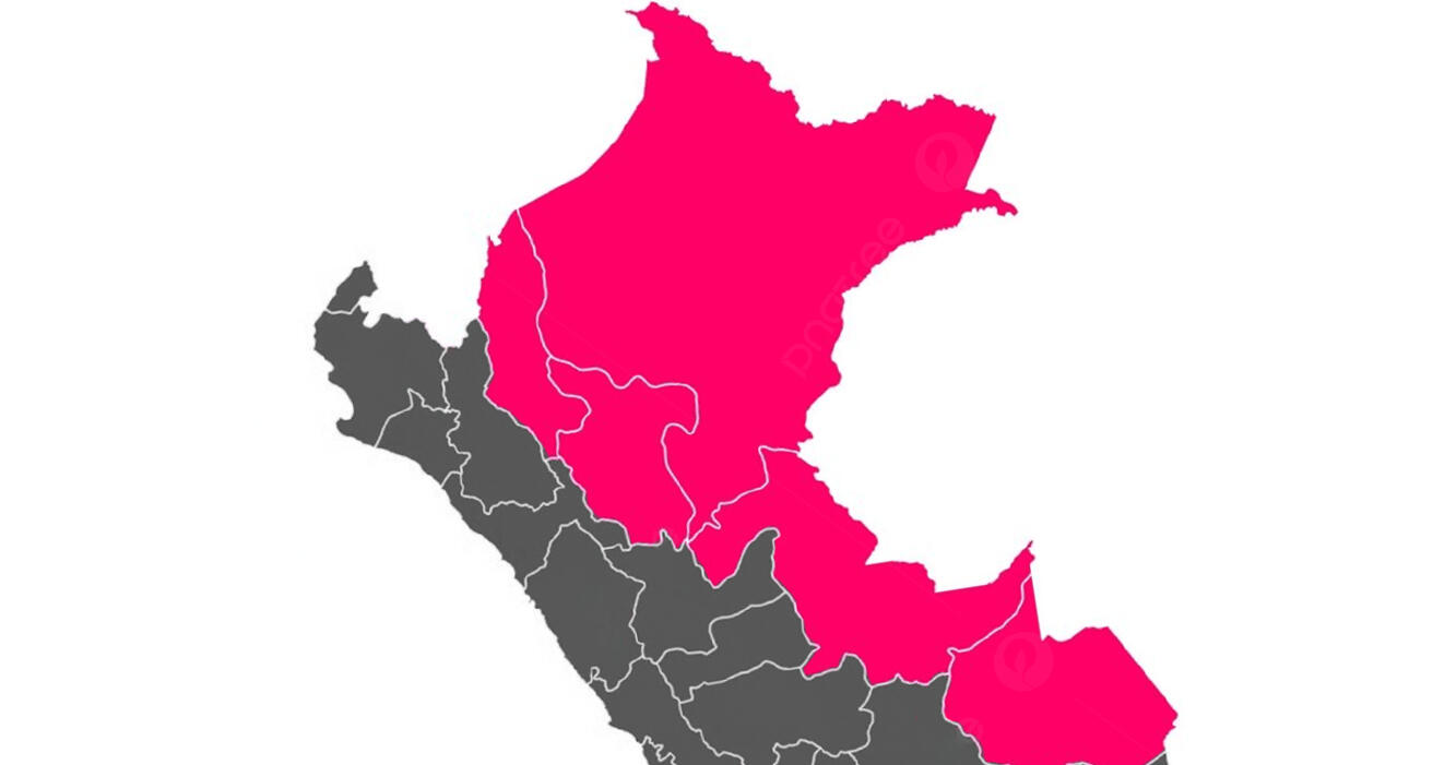 mapa del peru con la selva oriental resaltada