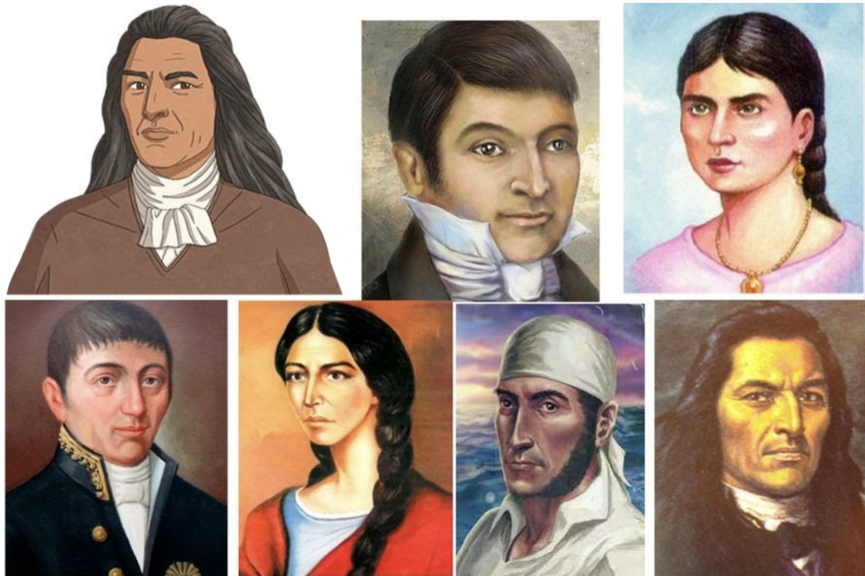 retratos pintados de los principales procederes y precursores de la independencia del Perú