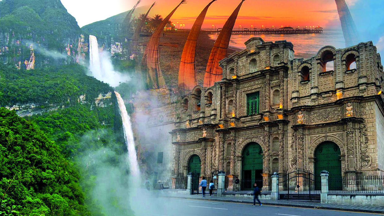 collage fusion de costa sierra y selva del norte peruano