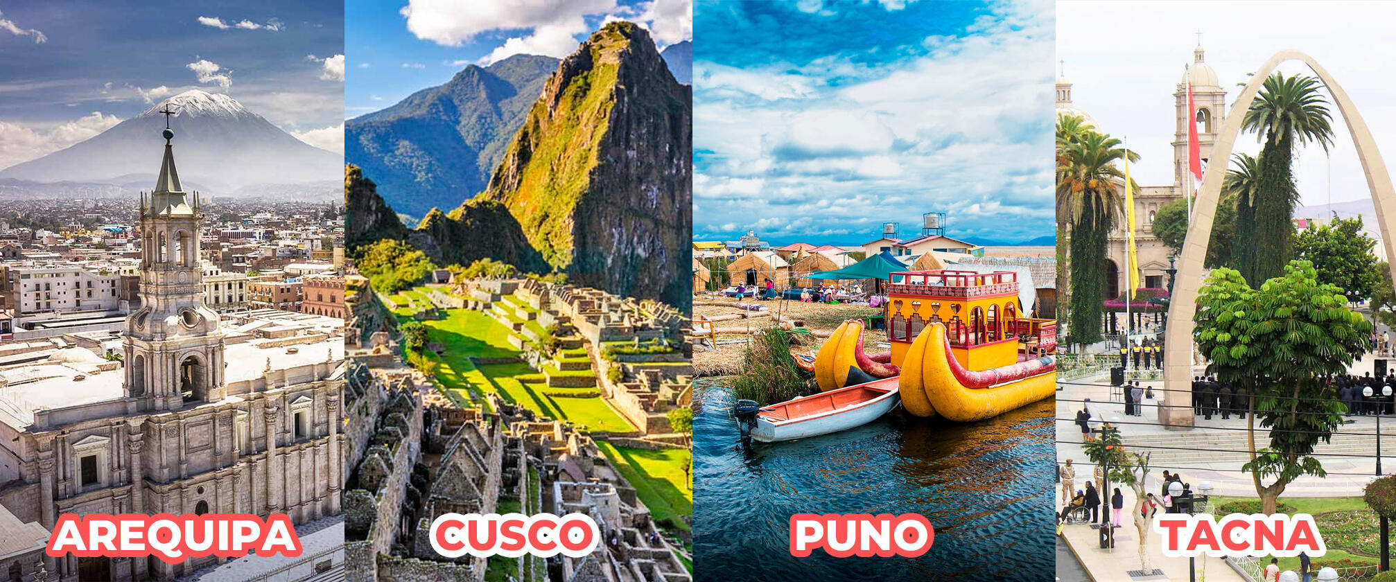 Vista de Arequipa, Cusco, Puno, Tacna juntos