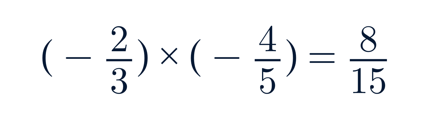 problema matemático (-2/3) x (-4/5) = 8/15