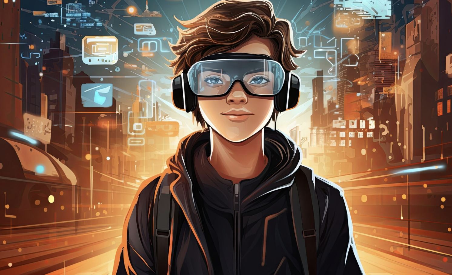 Imagen de creado con IA de un niño que domina la inteligencia el mundo con su mente