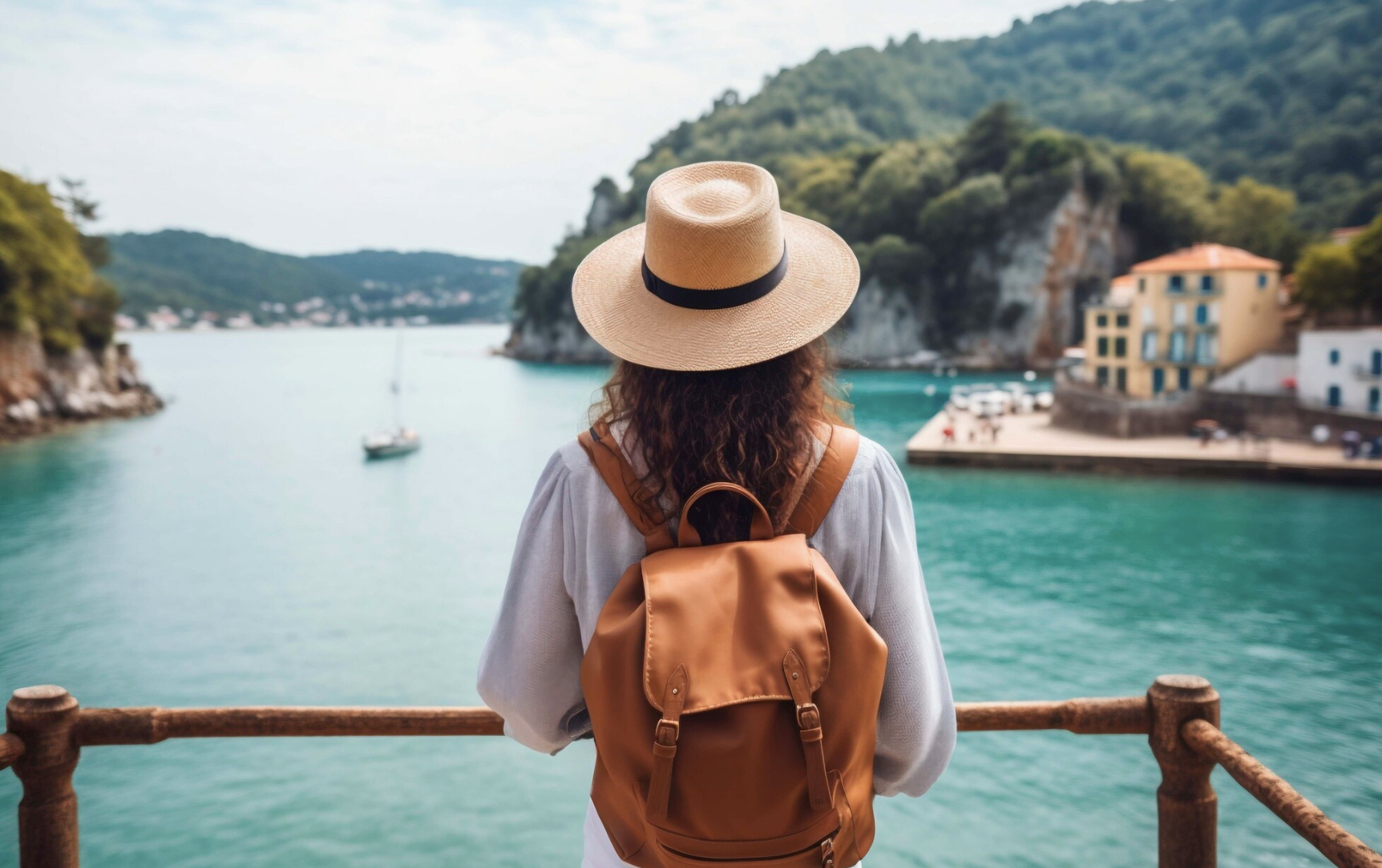 chica viajera de espaldas a la cámara mirando Lago di Como