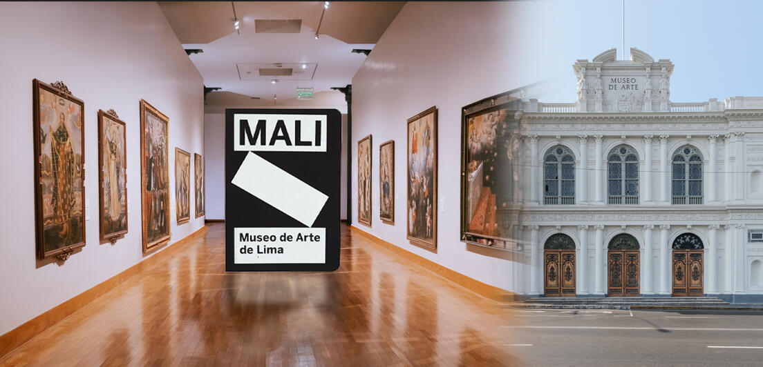 collage del MALI con pasillos de cuadros, logo y fachada del museo