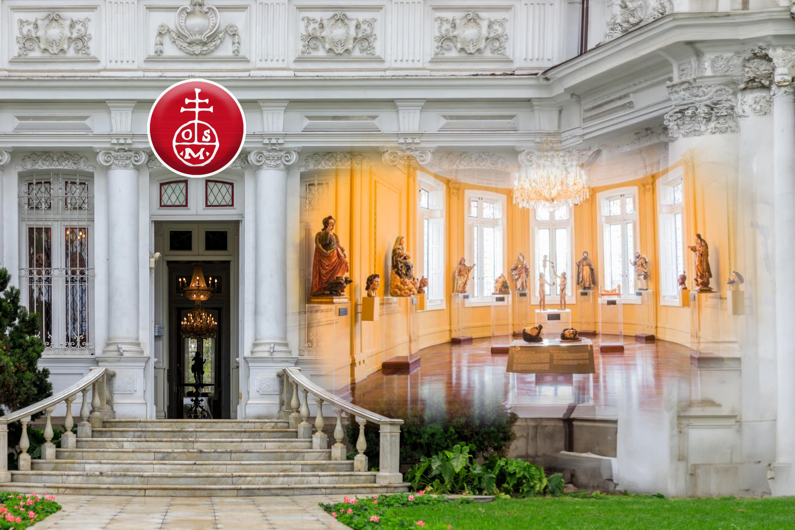 collage con vista de fachada de Museo Pedro de Osma y un vistazo de las exposiciones de su interior