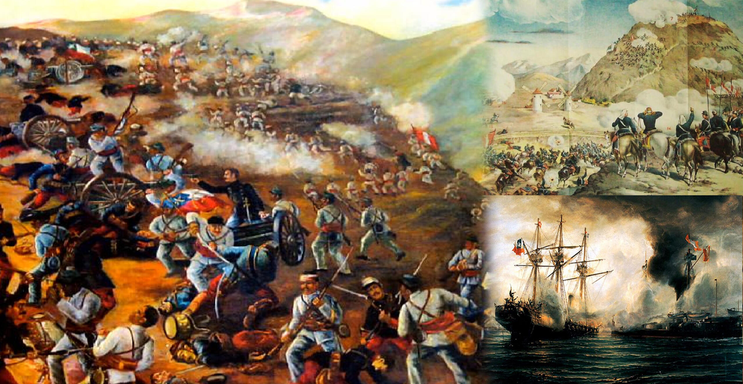 collage de hechos históricos de la Guerra del Pacífico