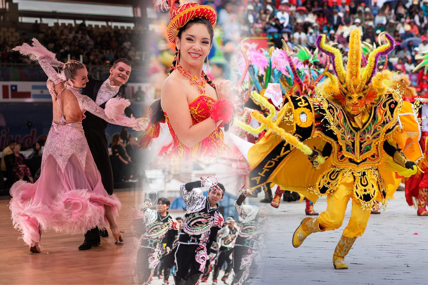 collage con danzas de Puno y globales combinadas