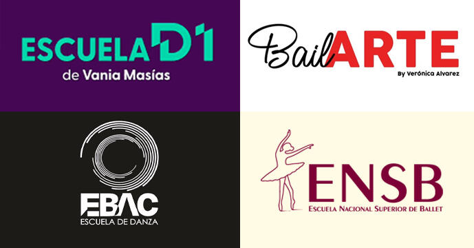 collage de logos de Escuela D1, Bailarte, EBAC y ENSB