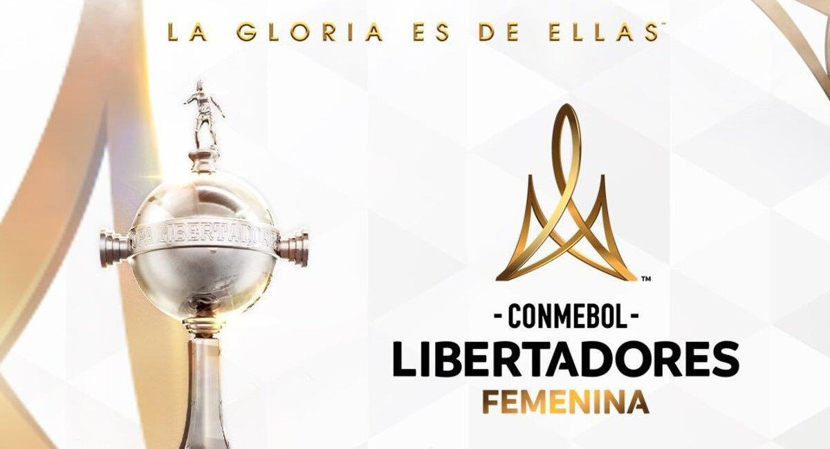 Banner de Copa Libertadores Femenina con la vista del trofeo y la frase: La gloria es de ellas