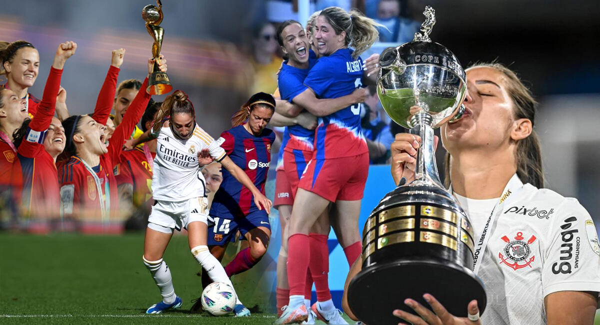collage de jugadoras de fútbol femenino en torneos importantes globales