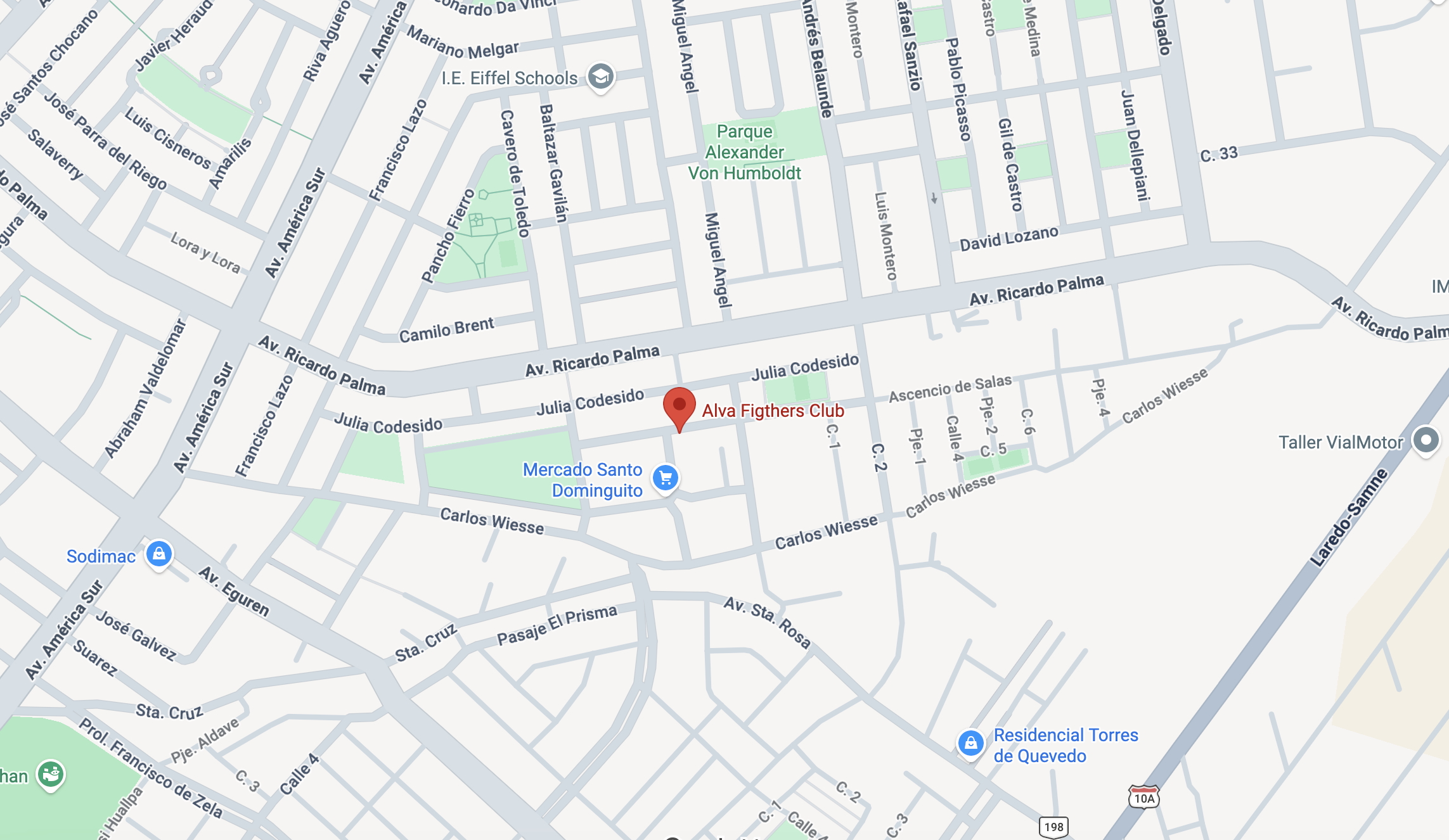 Ubicación en google maps del gimnacio Alva Fitness Club