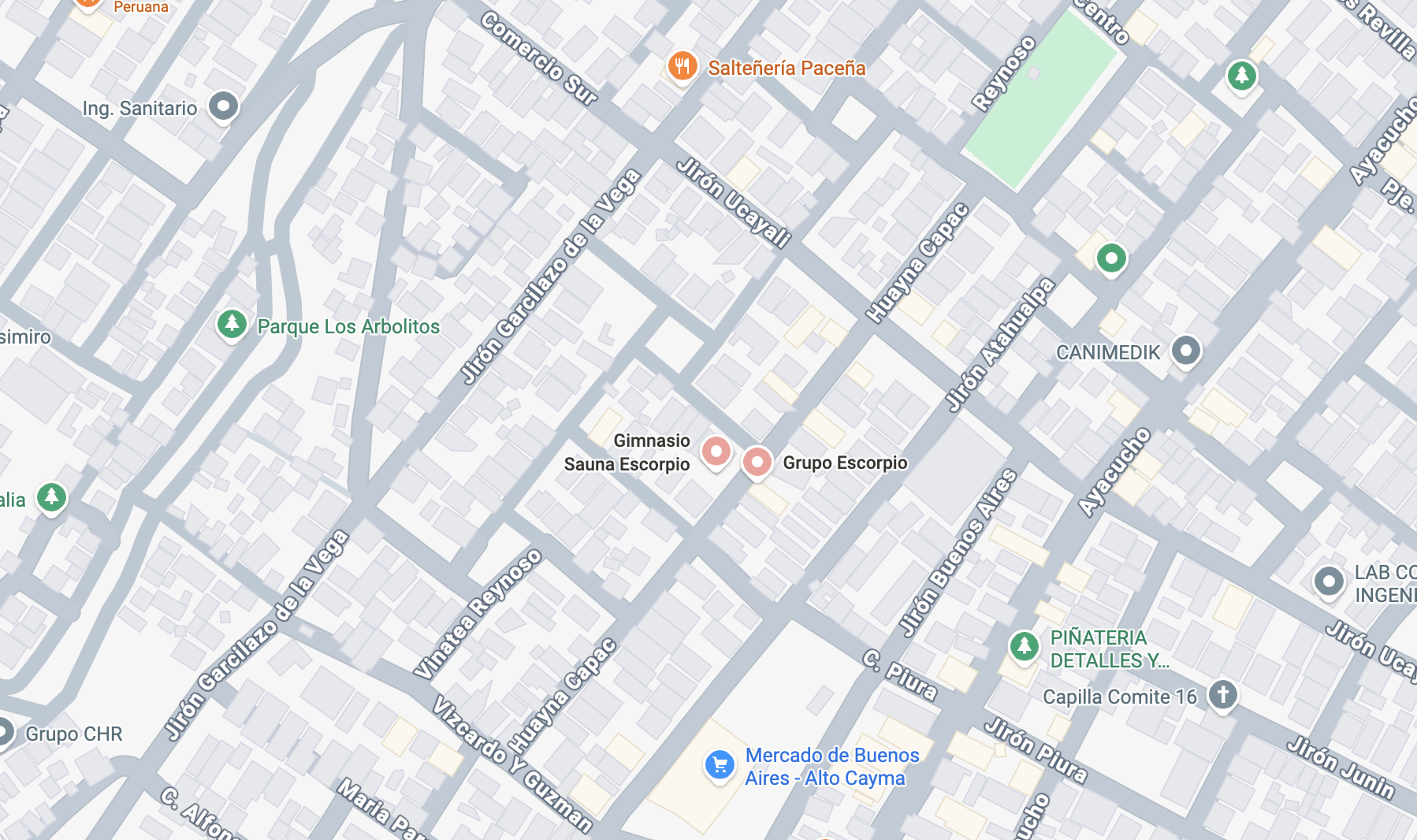 Ubicacion en mapa del Gimnasio Escorpio: Av. Alameda 203, Casimiro Cuadros II, Alto Cayma