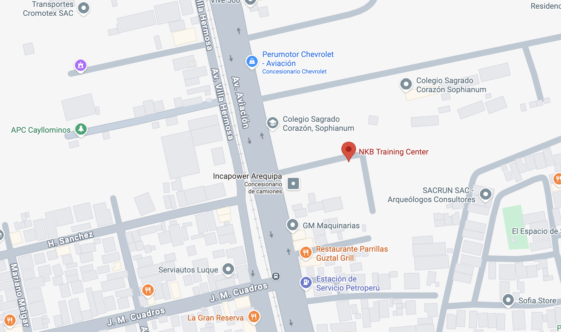 Ubicación en mapa de NKB Training Center Av. Aviación Km. 4, Cerro Colorado 04017