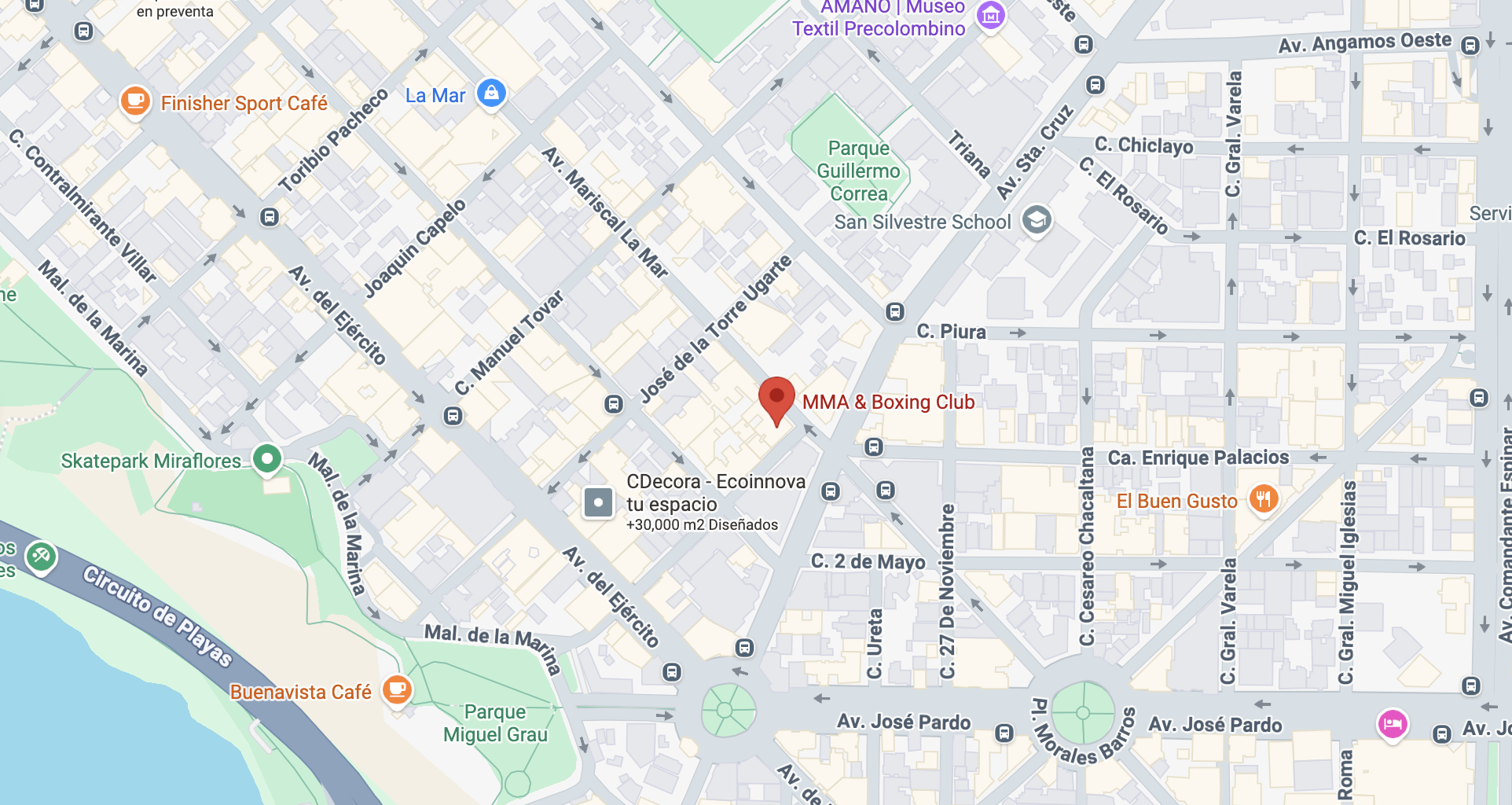 Ubicacion en mapa de MMA & Boxing Club (Miraflores)