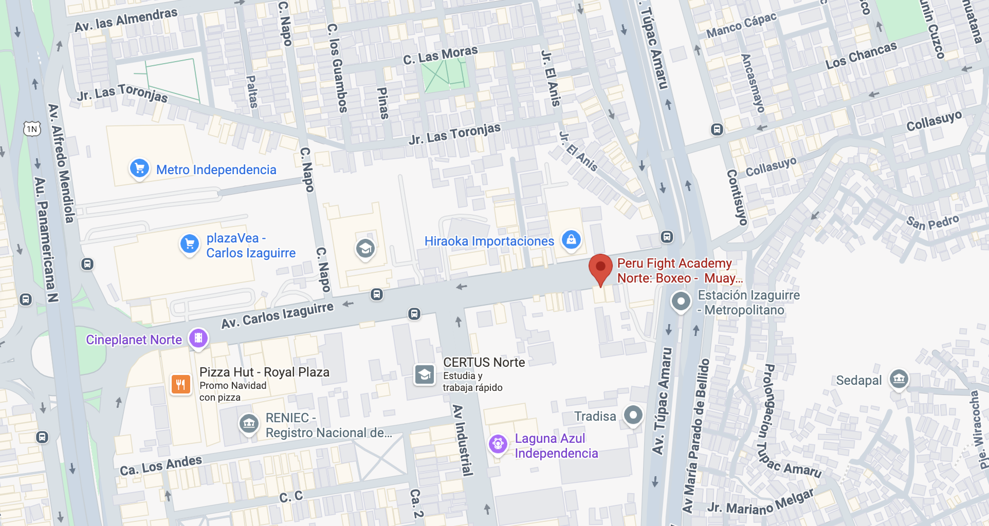 Ubicacion en mapa de Peru Fight Academy Norte (Independencia)