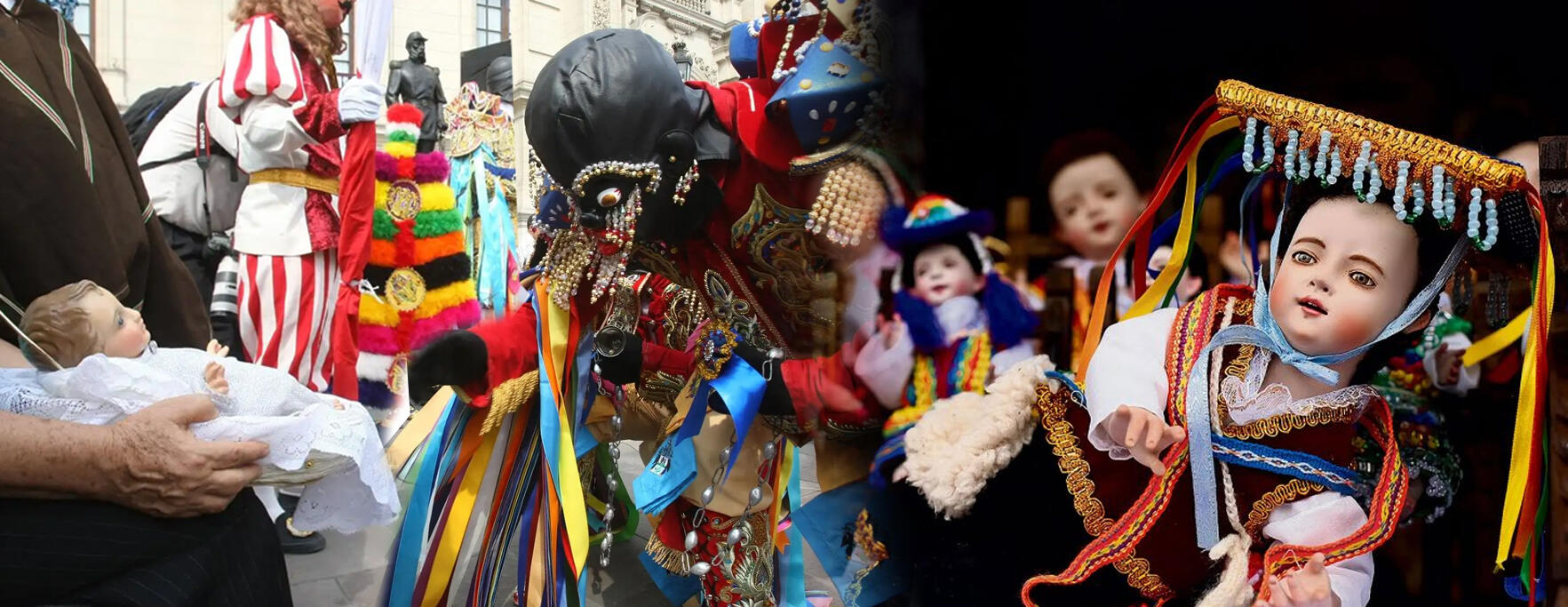 collage del niño manuelito cusqueño y la adoración del niño de los negritos de Huánuco