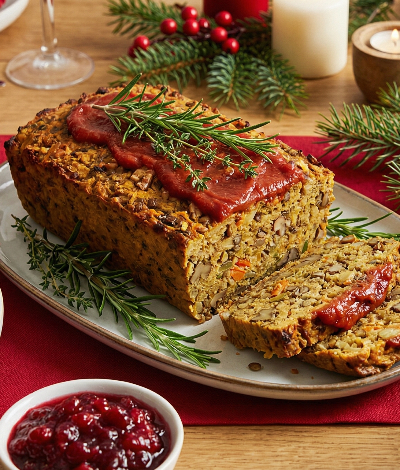 foto del Pastel de lentejas en mesa navideña