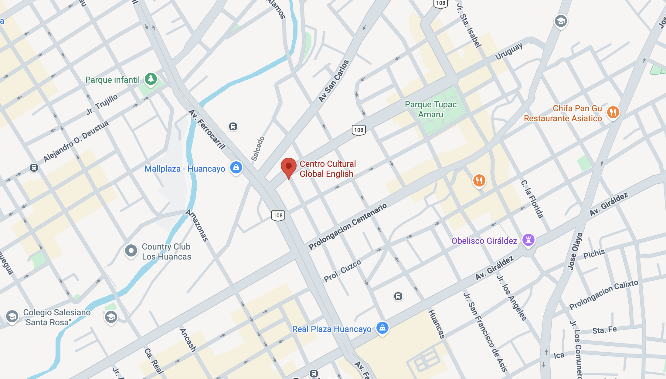 Ubicación en google maps de la academia Global english 