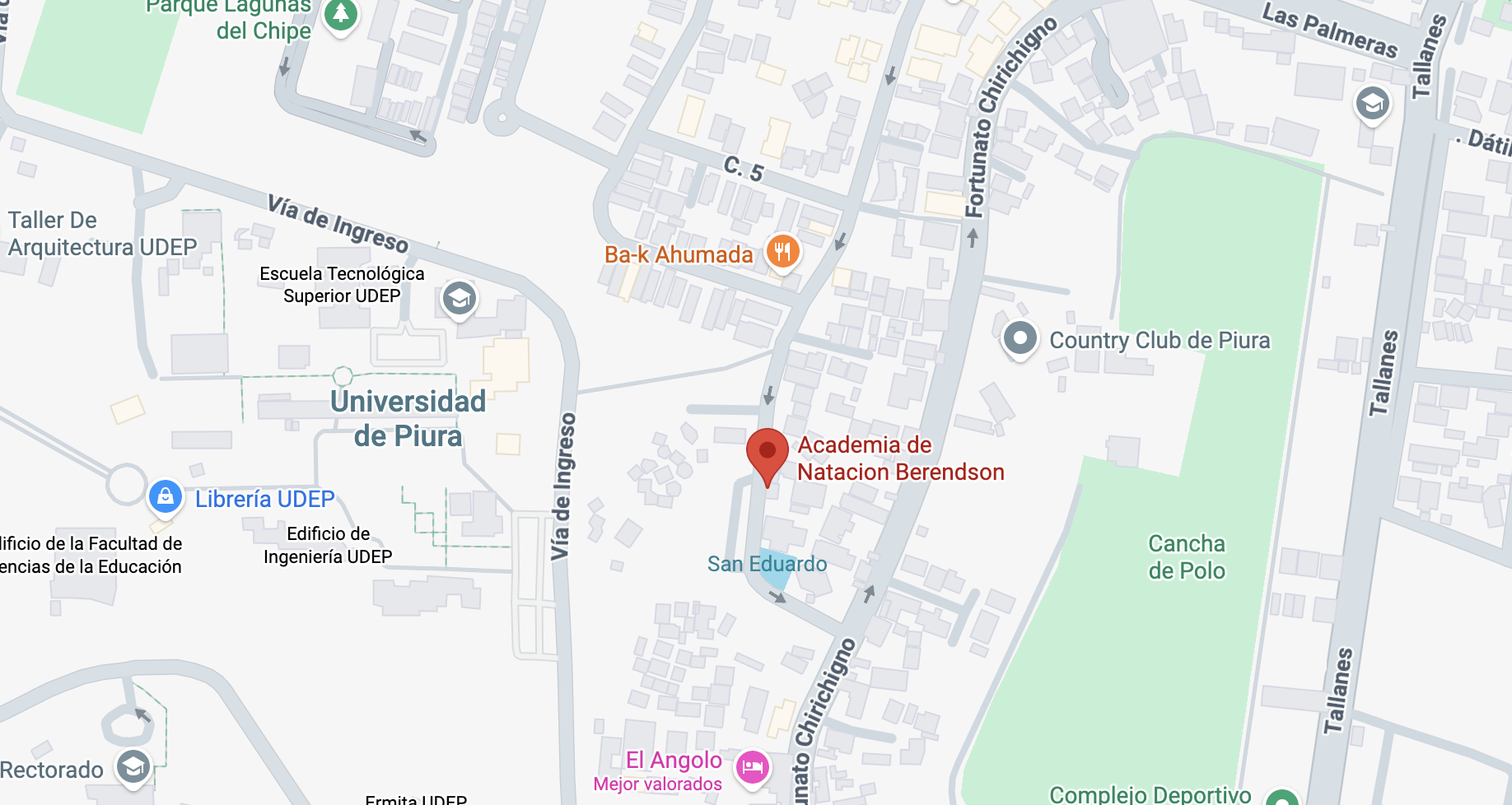 screenshot de academia de natación Berendson: Jr. Antonio Raymondi B3. Urbanización San Eduardo