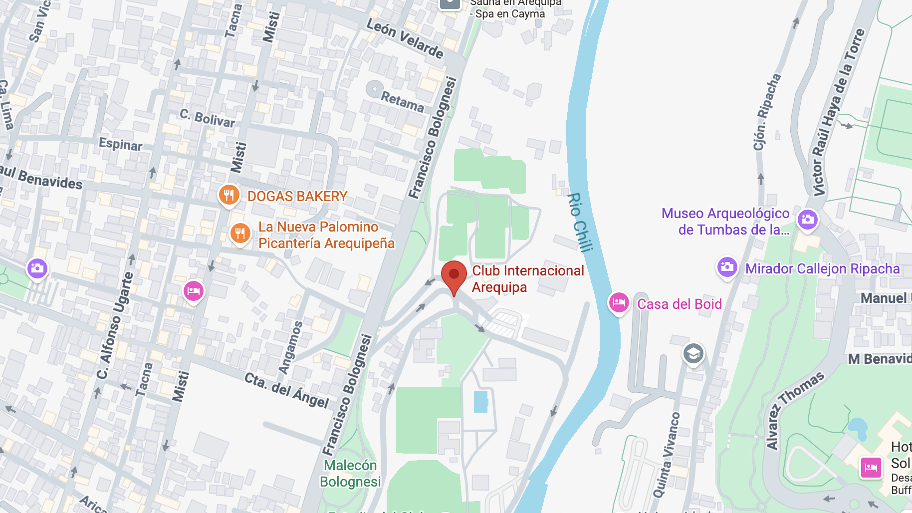 screenshot ubicación Club internacional Arequipa
