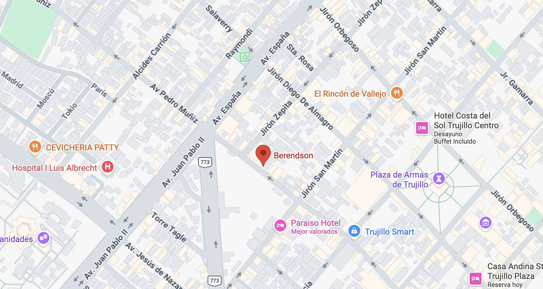 screenshot de ubicación Academia Berendson Trujillo: Jr. Bolognesi 231