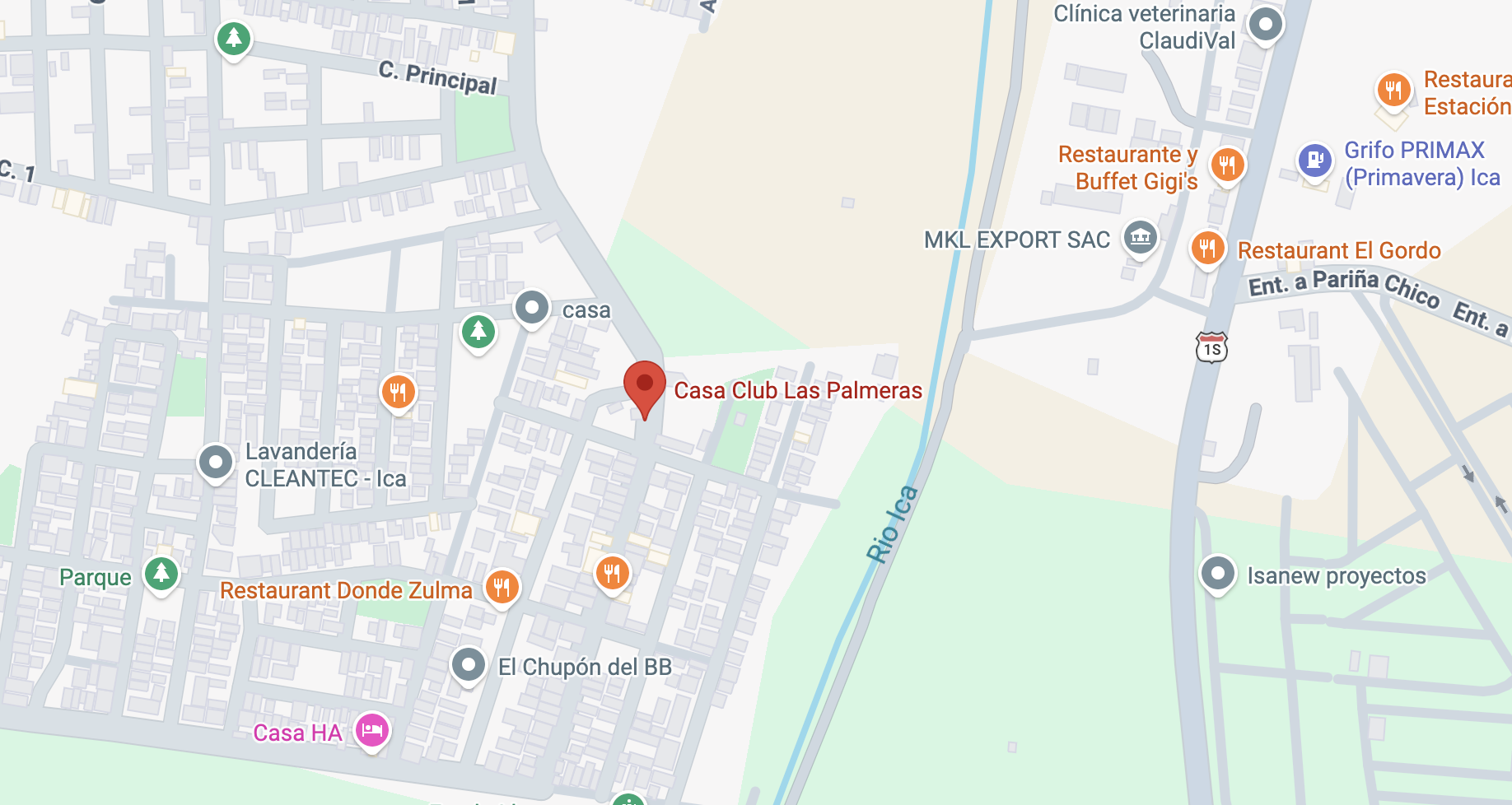 Screenshot de direccion del Club las Palmeras, urb. Las Palmeras Q (primera etapa)