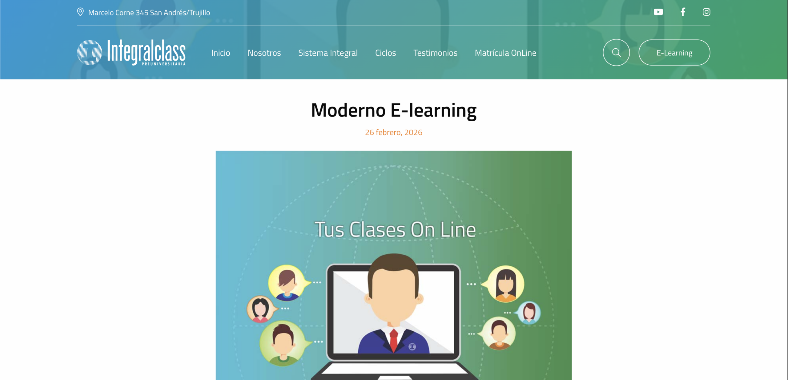 screenshot de la web E-learning de IntegralClass