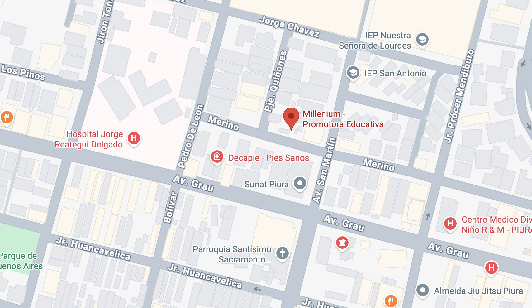 screenshot de mapa ubicación Academia Millenium