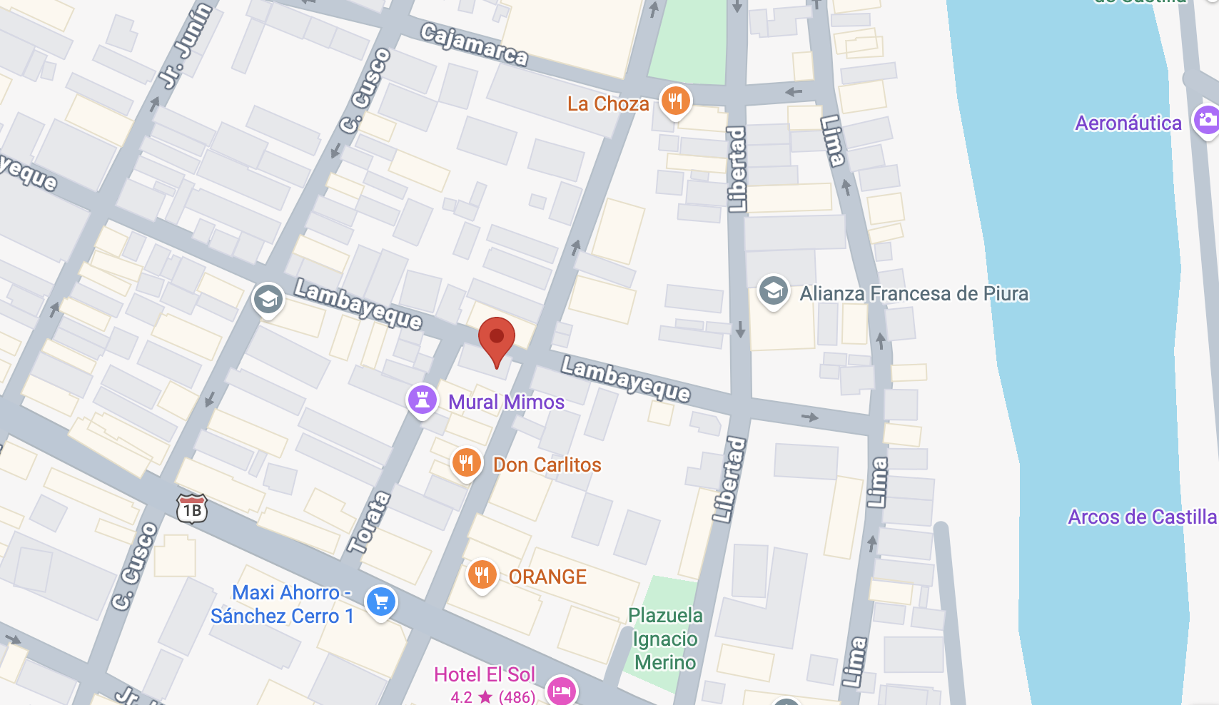 screenshot de mapa ubicación Academia Exitus