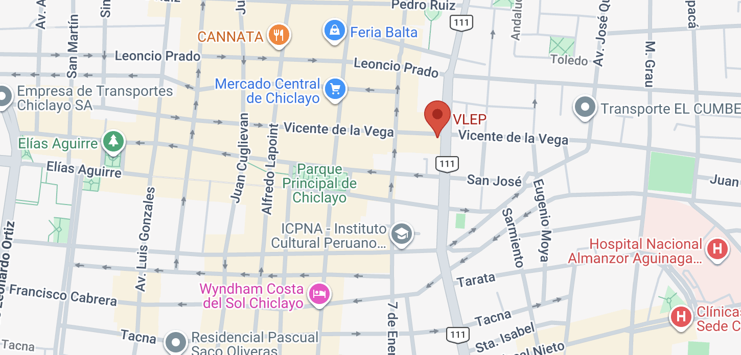 screenshot con ubicación de la academia VLEP en Chiclayo