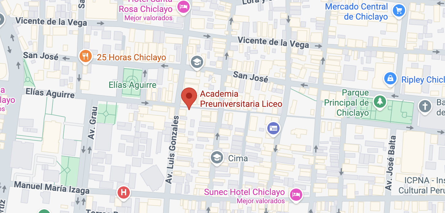 screenshot con ubicación de la Academia preuniversitaria Liceo