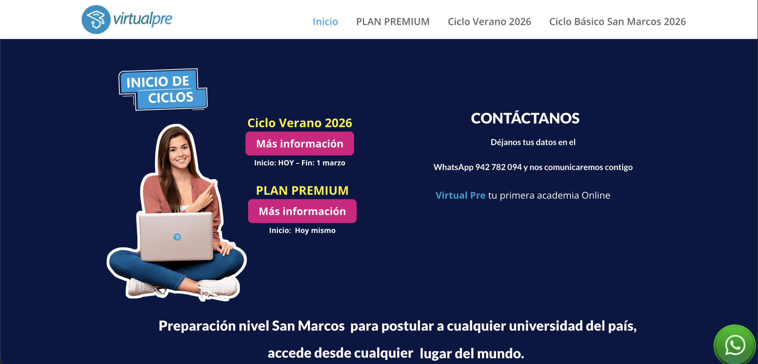 screenshot de la web VirtualPre