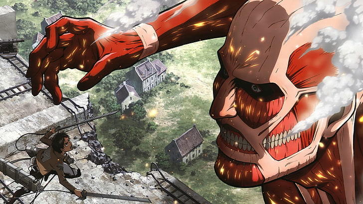 atak tytanów japońskie anime eren yeager tytan kolosalny