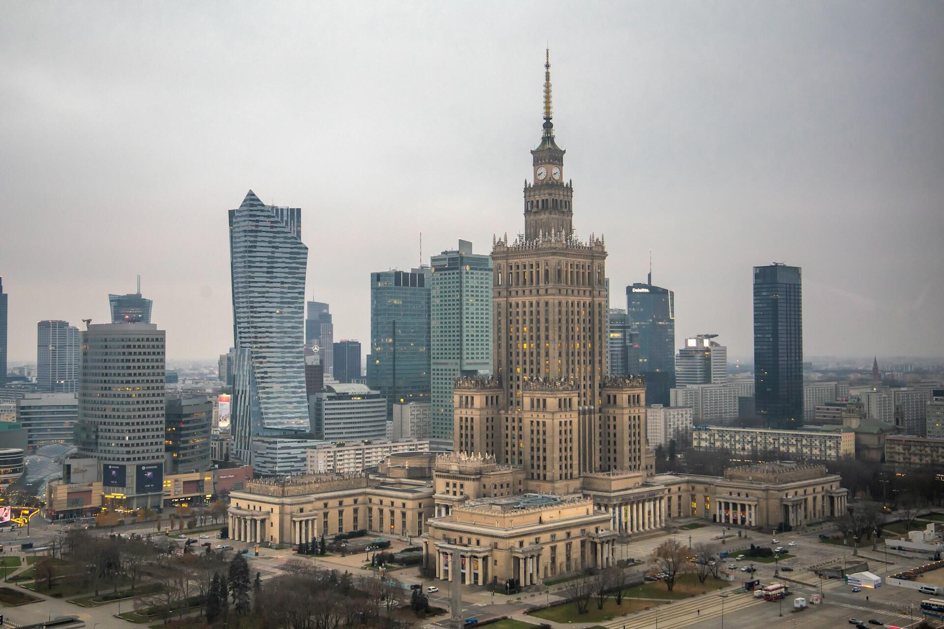 Warszawa, Pałac Kultury, panorama miasta.