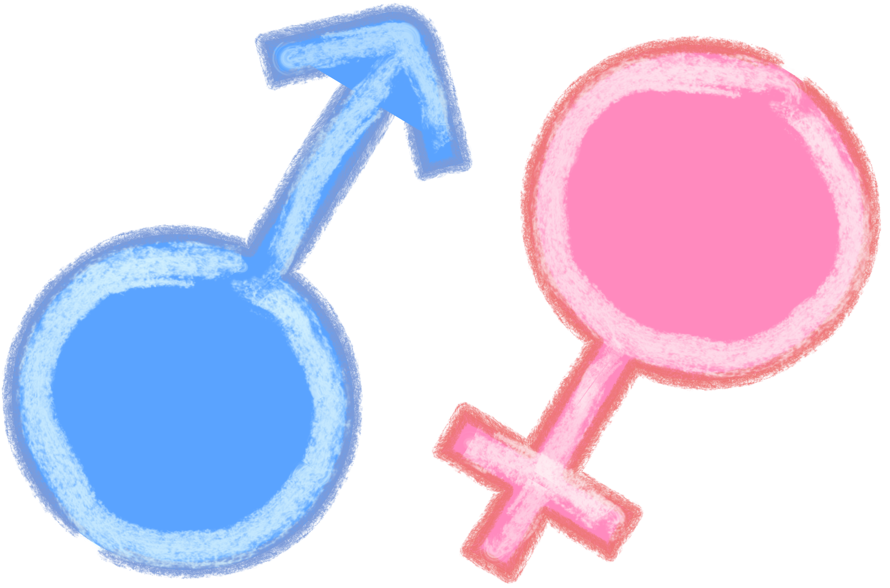 Kolorowe symbole płci męskiej i żeńskiej.