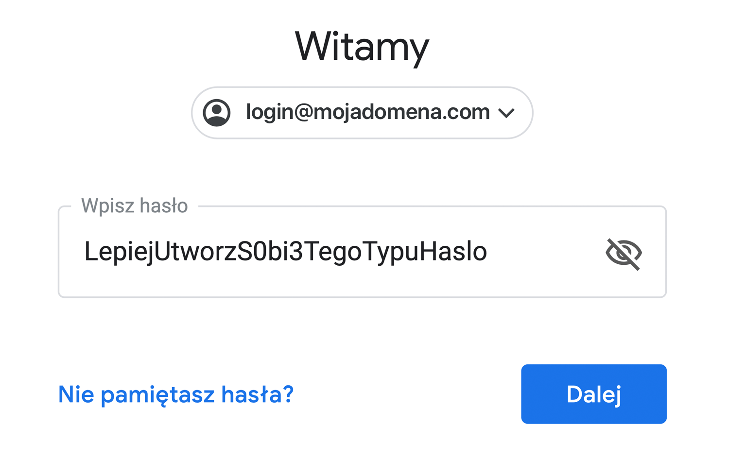 wskazówka dotycząca tworzenia trudnego do złamania hasła na gmail
