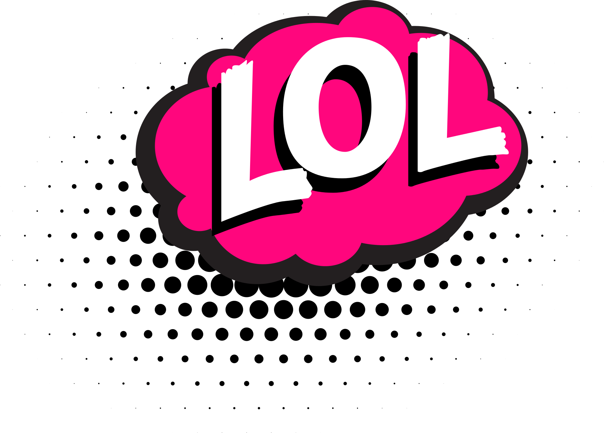 Napis "lol" na różowej chmurce.