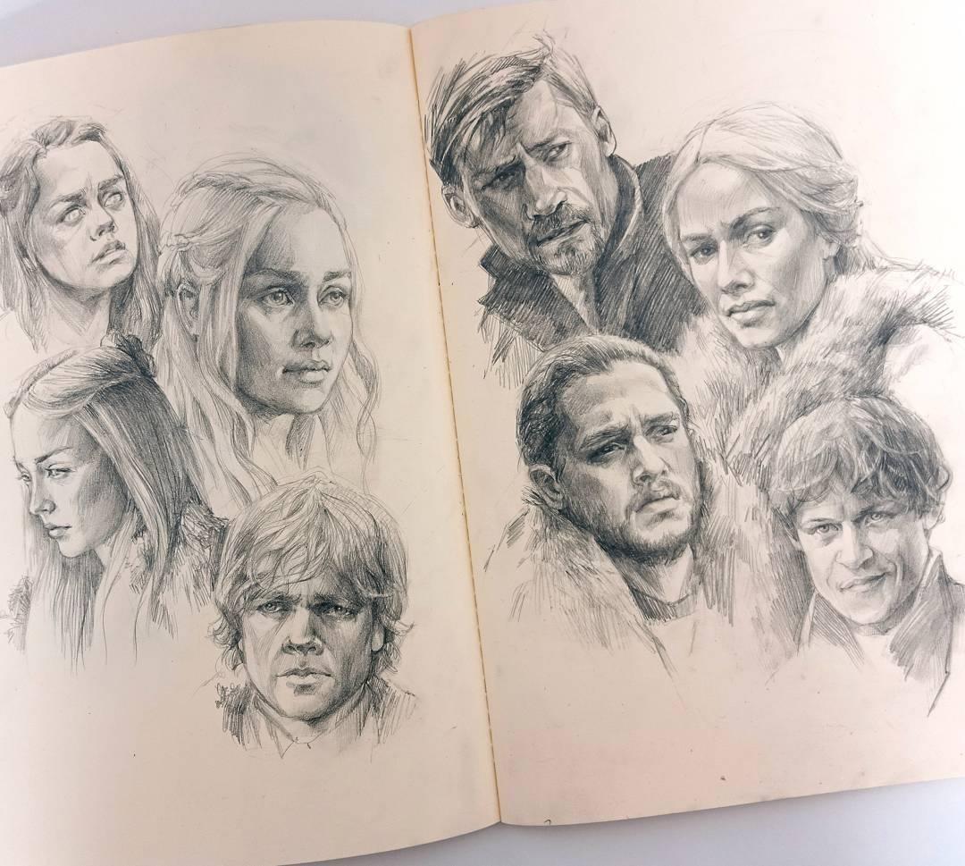 Portret grupowy postaci z Gry o Tron