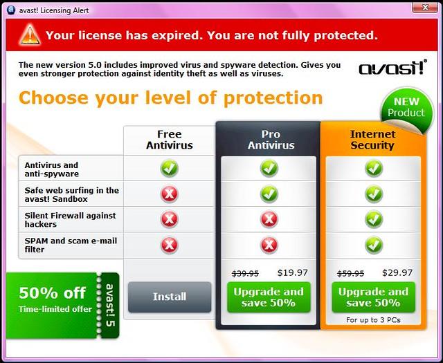 wybór opcji instalacja avast