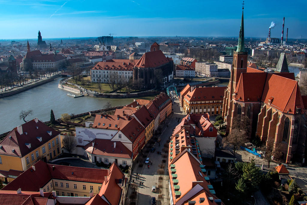 widok z lotu ptaka na wrocław