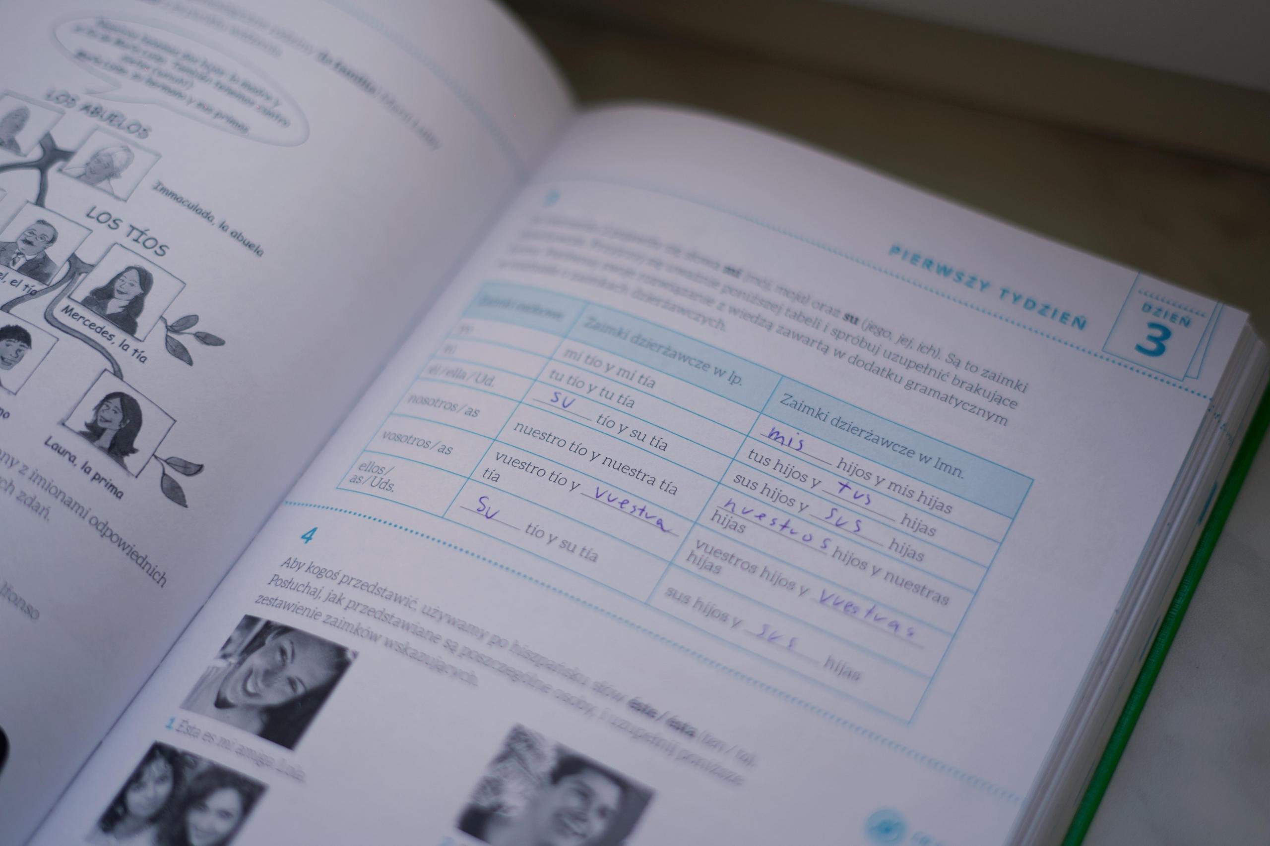 Ćwiczenia do nauki języka hiszpańskiego.