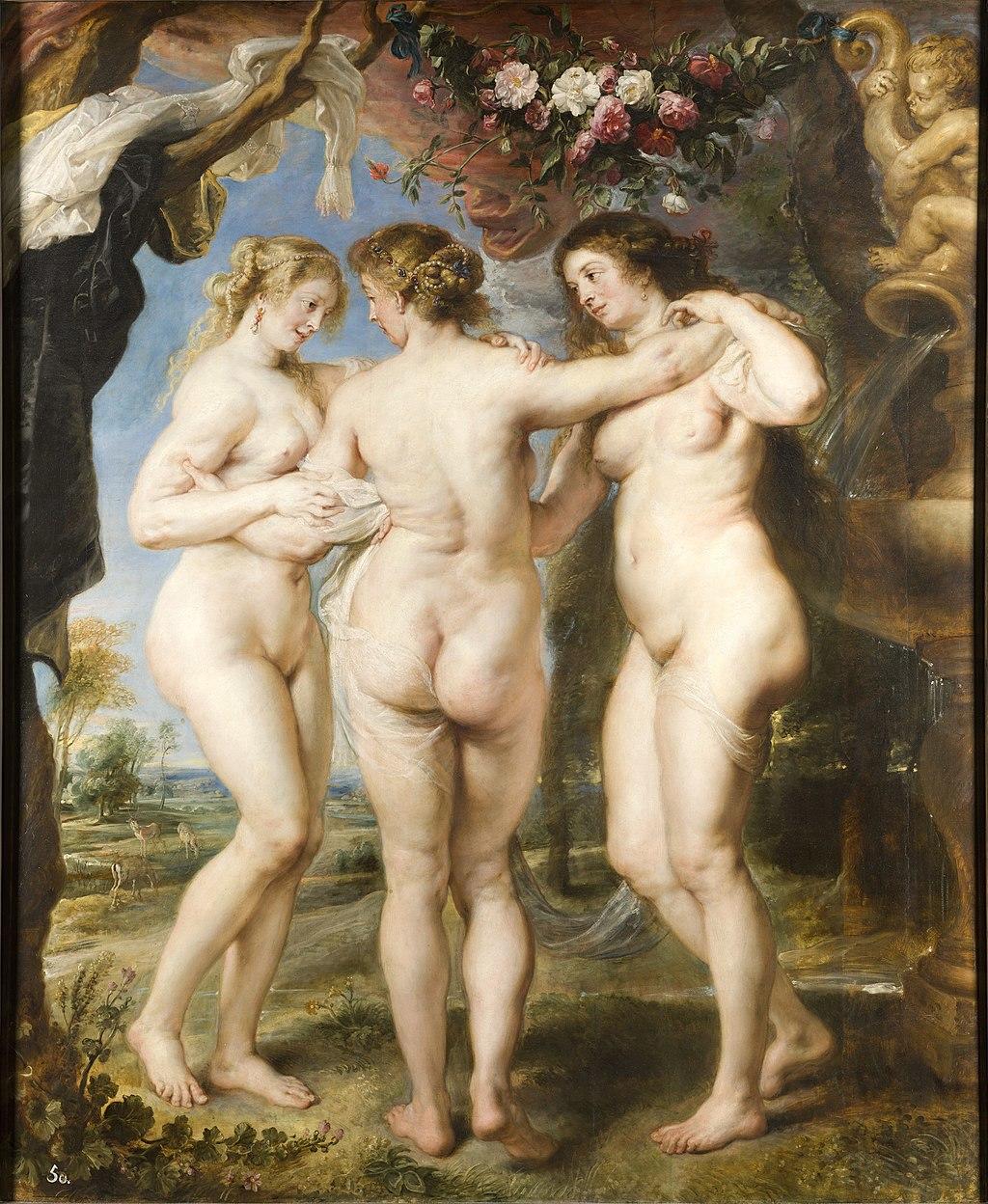 Trzy Gracje, Pierre Paul Rubens, nagie kobiety w lesie.