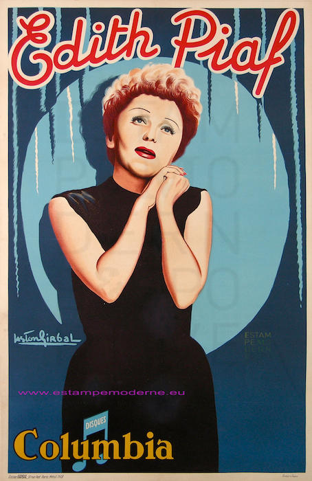 Edith Piaf, kobieta w czarnej sukience, plakat.