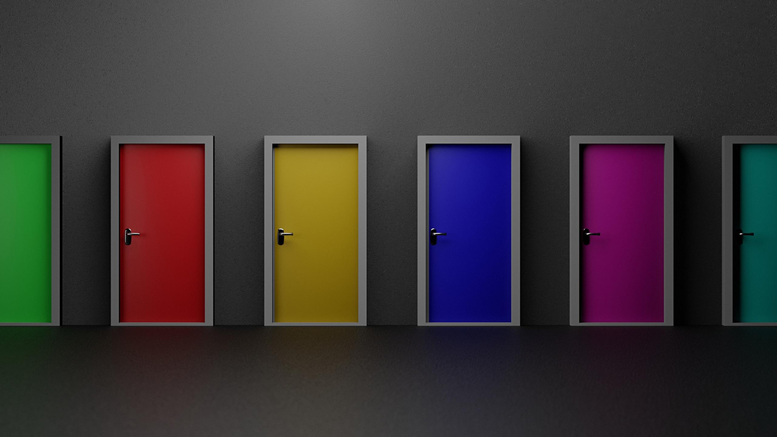 Kolorowe drzwi, pomoc korepetytora w dokonaniu wyboru.