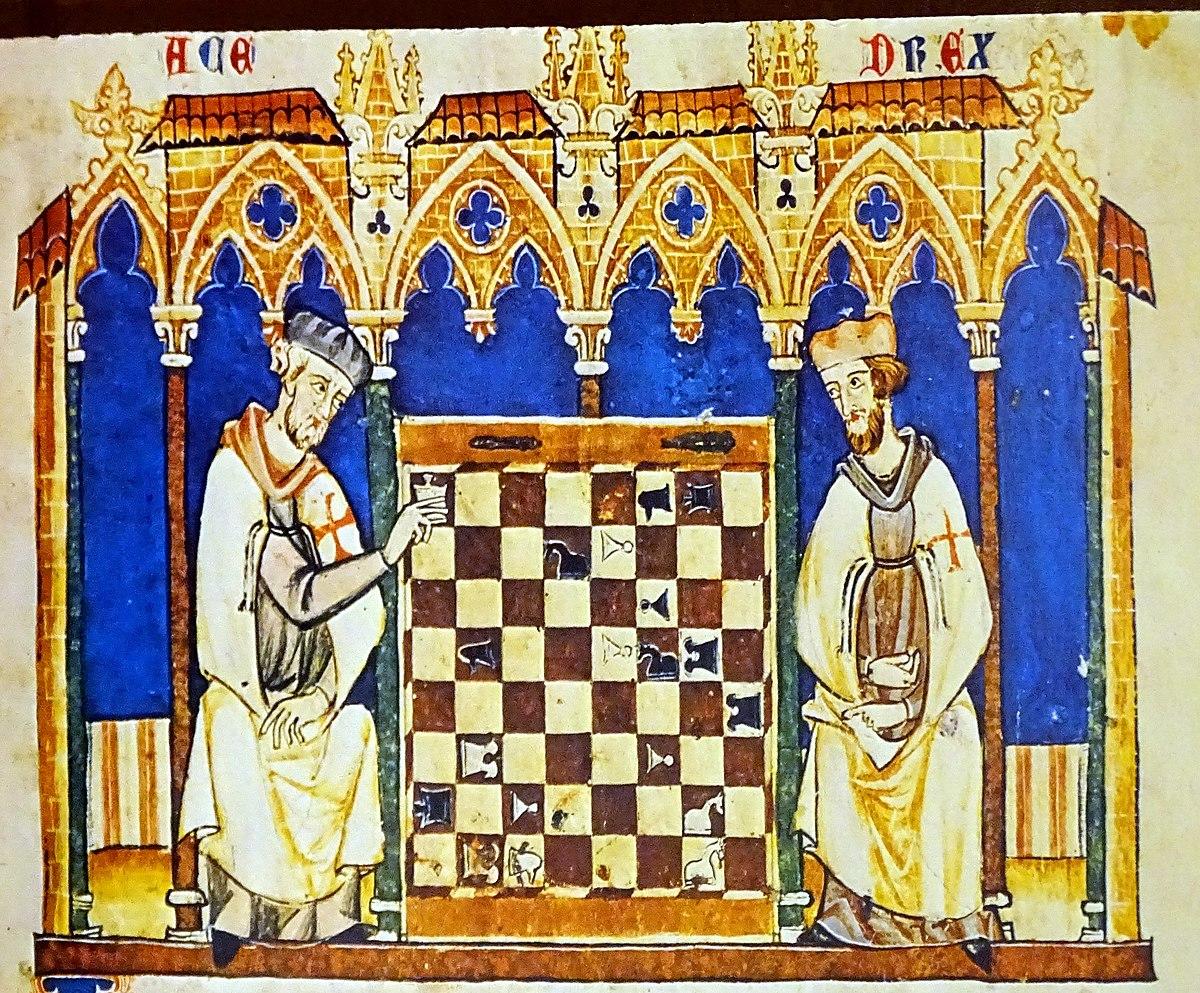 obraz przedstawiający templariuszy grających w szachy