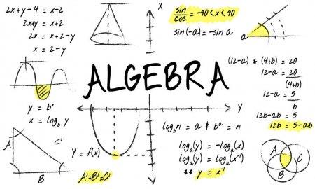 napis algebra otocony rysunkami matematycznymi