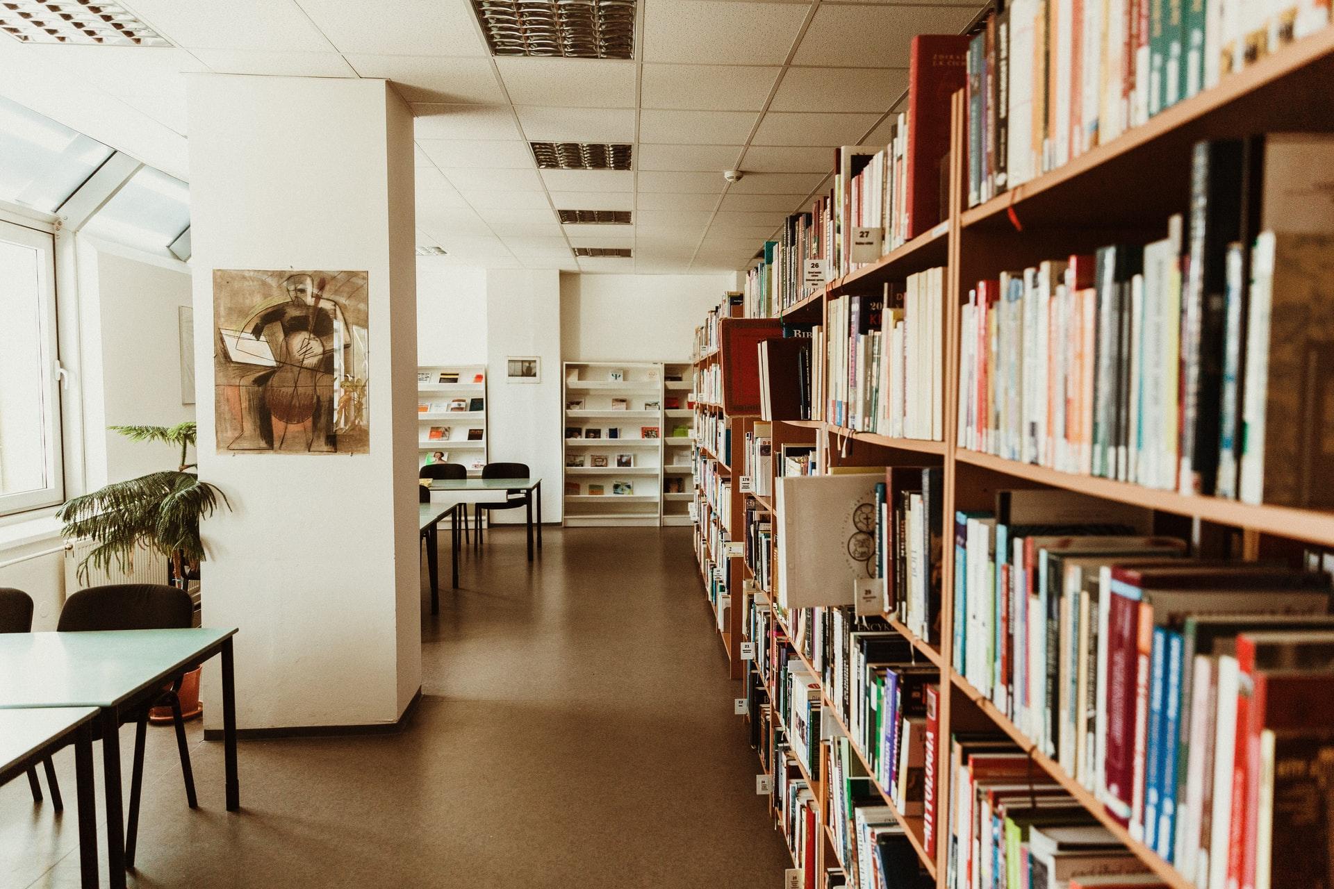 Książki w bibliotece.